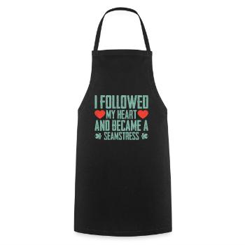 J’ai suivi mon cœur devenir couturière - Tablier de cuisine - noir - Devant - AI Model Male 185 dark (185cm)