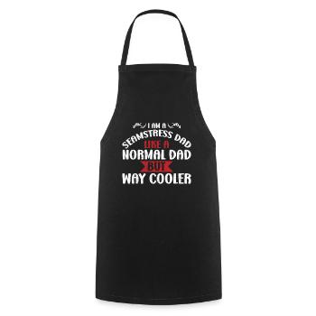 Je suis un papa couturière - Tablier de cuisine - noir - Devant - AI Model Male 185 dark (185cm)