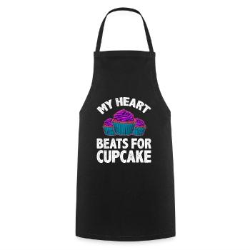 Mon cœur bat pour le cupcake - Tablier de cuisine - noir - Devant - AI Model Male 185 dark (185cm)
