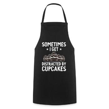 Parfois, je suis distrait par les cupcakes - Tablier de cuisine - noir - Devant - AI Model Male 185 dark (185cm)