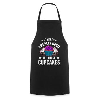 Oui, j’ai vraiment besoin de tous ces cupcakes - Tablier de cuisine - noir - Devant - AI Model Male 185 dark (185cm)