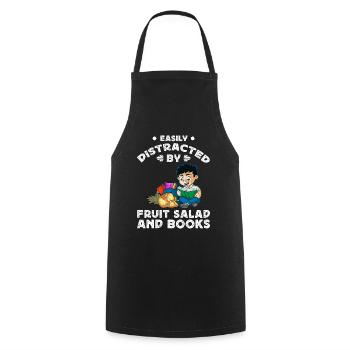 Easily Distracted By Fruit Salad & Books - Cooking Apron - black - Front - AI Model Male 185 dark (185cm)