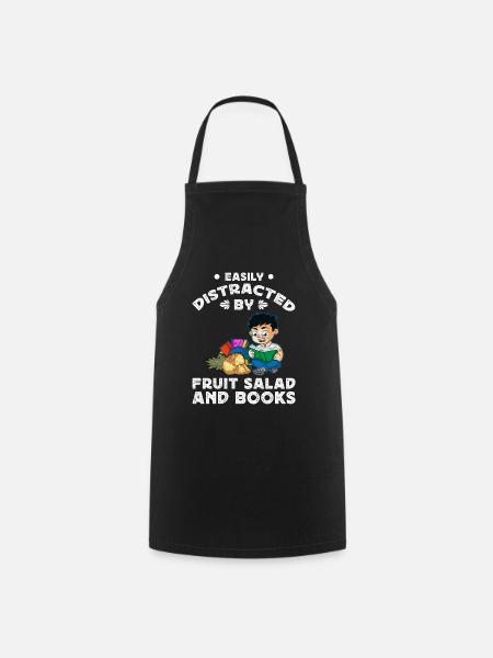Facilement distrait par la salade de fruits et les livres - Tablier de cuisine - noir