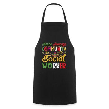Nacho Average Community Social Worker - Kochschürze - Schwarz - Vorne - AI Model Male 185 dark (185cm)
