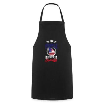 Georgia Peach Coolest People Live Flag - Tablier de cuisine - noir - Devant - AI Model Male 185 dark (185cm)