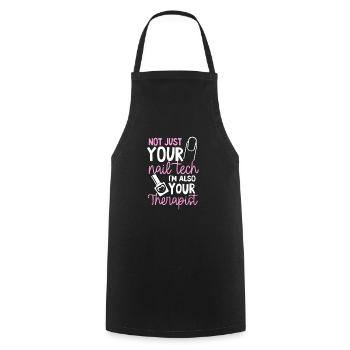 Nail Tech pas seulement votre Nail Tech aussi thérapeute - Tablier de cuisine - noir - Devant - AI Model Male 185 dark (185cm)