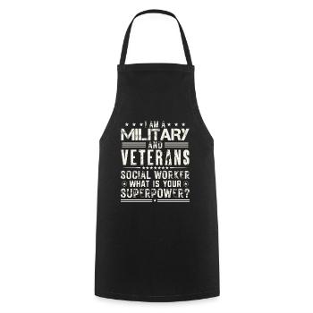 Je suis un travailleur social militaire et vétéran - Tablier de cuisine - noir - Devant - AI Model Male 185 dark (185cm)