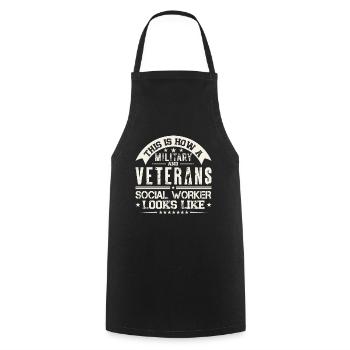 Travailleur social militaire et vétéran - Tablier de cuisine - noir - Devant - AI Model Male 185 dark (185cm)