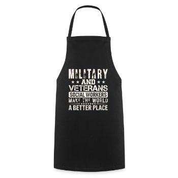 Travailleurs sociaux militaires et vétérans - Tablier de cuisine - noir - Devant - AI Model Male 185 dark (185cm)