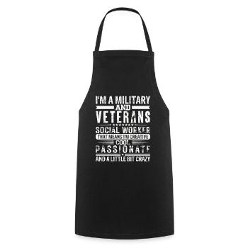 Je suis un travailleur social militaire et vétéran - Tablier de cuisine - noir - Devant - AI Model Male 185 dark (185cm)