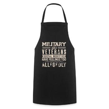 Travailleurs sociaux militaires et vétérans - Tablier de cuisine - noir - Devant - AI Model Male 185 dark (185cm)