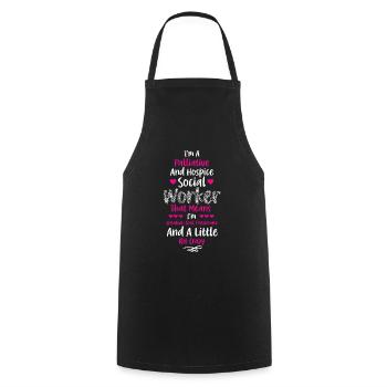 Je suis une travailleuse sociale en soins palliatifs et en soins palliatifs - Tablier de cuisine - noir - Devant - AI Model Male 185 dark (185cm)