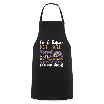 Je suis une future travailleuse sociale politique - Tablier de cuisine - noir - Devant - AI Model Male 185 dark (185cm)