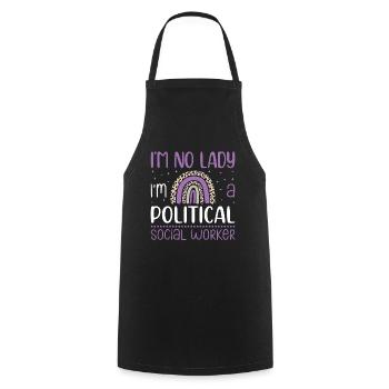 I Am No Lady I'm Political Social Worker - Kochschürze - Schwarz - Vorne - AI Model Male 185 dark (185cm)