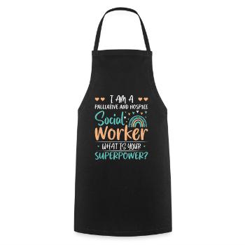 Je suis une travailleuse sociale en soins palliatifs et en soins palliatifs - Tablier de cuisine - noir - Devant - AI Model Male 185 dark (185cm)