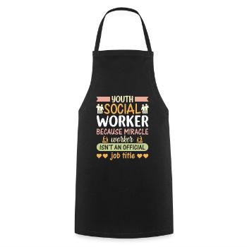 Youth Social Worker Because Miracle - Kochschürze - Schwarz - Vorne - AI Model Male 185 dark (185cm)