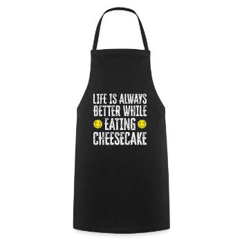 La vie est toujours meilleure en mangeant du gâteau au fromage - Tablier de cuisine - noir - Devant - AI Model Male 185 dark (185cm)