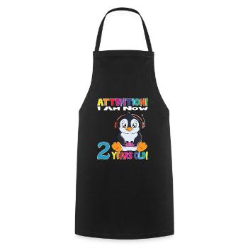 Gaming Penguin Attention I Am Now 2 Years Old - Cooking Apron - black - Front - AI Model Male 185 dark (185cm)