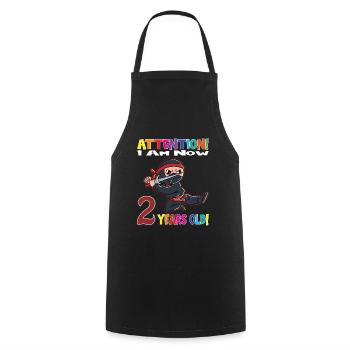 Ninja Boy Attention I Am Now 2 Years Old - Cooking Apron - black - Front - AI Model Male 185 dark (185cm)