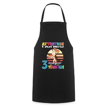 Dog Attention I Am Now 3 Years Old - Cooking Apron - black - Front - AI Model Male 185 dark (185cm)