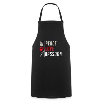 Peace Love Bassoon Musical Instrument - Kochschürze - Schwarz - Vorne - AI Model Male 185 dark (185cm)