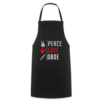Peace Love Musique de hautbois Joueur de hautbois - Tablier de cuisine - noir - Devant - AI Model Male 185 dark (185cm)