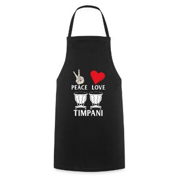 Peace Love Timpani - Cooking Apron - black - Front - AI Model Male 185 dark (185cm)