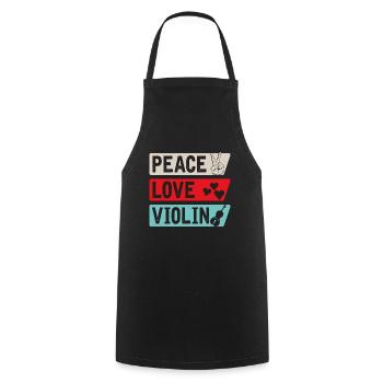 Peace Love Violin Violonists Music - Kochschürze - Schwarz - Vorne - AI Model Male 185 dark (185cm)