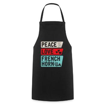 Peace Love Français Horn Drôle de corn - Tablier de cuisine - noir - Devant - AI Model Male 185 dark (185cm)