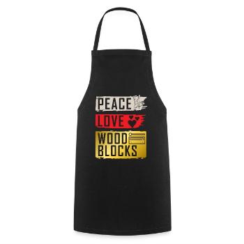 Peace Love Wood Blocks Instrument de musique - Tablier de cuisine - noir - Devant - AI Model Male 185 dark (185cm)