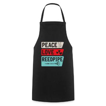 Peace Love Reed Pipe Music Players - Kochschürze - Schwarz - Vorne - AI Model Male 185 dark (185cm)