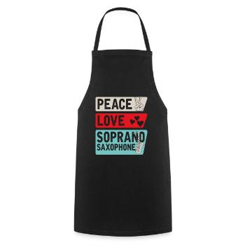 Peace Love Soprano Saxophone Players - Kochschürze - Schwarz - Vorne - AI Model Male 185 dark (185cm)