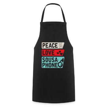 Peace Love Sousaphone Tuba Sousaphone - Cooking Apron - black - Front - AI Model Male 185 dark (185cm)