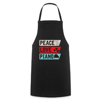Peace Love Piano Musical Instrument - Kochschürze - Schwarz - Vorne - AI Model Male 185 dark (185cm)