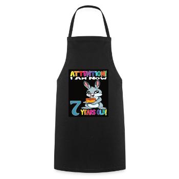 Rabbit Birthday I Am Now 7 Years Old - Cooking Apron - black - Front - AI Model Male 185 dark (185cm)