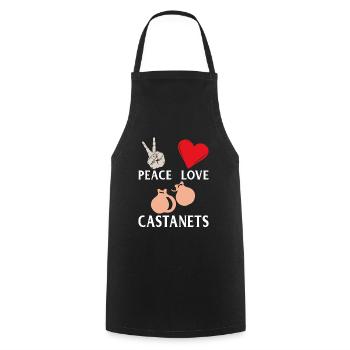 Peace Love Castanets Instrument Musical - Kochschürze - Schwarz - Vorne - AI Model Male 185 dark (185cm)