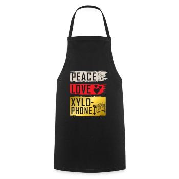 Peace Love Xylo Phone Instrument - Kochschürze - Schwarz - Vorne - AI Model Male 185 dark (185cm)