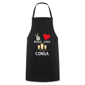 Peace Love Conga Music Instrument - Kochschürze - Schwarz - Vorne - AI Model Male 185 dark (185cm)