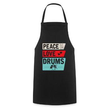Peace Love Drums Music Instrument - Kochschürze - Schwarz - Vorne - AI Model Male 185 dark (185cm)