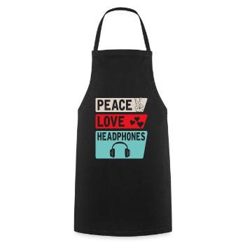 Peace Love Headphones Music Headphones - Kochschürze - Schwarz - Vorne - AI Model Male 185 dark (185cm)