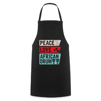 Peace Love Musique d’instrument de tambour africain - Tablier de cuisine - noir - Devant - AI Model Male 185 dark (185cm)