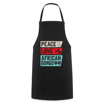 Peace Love African Bongo Musical - Tablier de cuisine - noir - Devant - AI Model Male 185 dark (185cm)