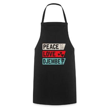 Peace Love Djembe Music Instrument - Kochschürze - Schwarz - Vorne - AI Model Male 185 dark (185cm)