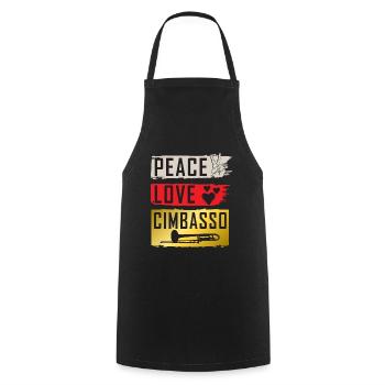 Peace Love Cimbasso Trombone Musique - Tablier de cuisine - noir - Devant - AI Model Male 185 dark (185cm)