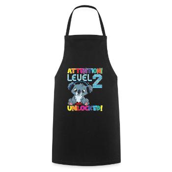 Attention Level 2 Unlocked Birthday - Cooking Apron - black - Front - AI Model Male 185 dark (185cm)
