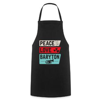 Peace Love Baryton Drôle Baryton Joueur - Tablier de cuisine - noir - Devant - AI Model Male 185 dark (185cm)