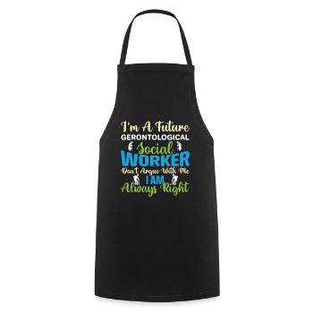 Je suis un futur travailleur social gérontologique - Tablier de cuisine - noir - Devant - AI Model Male 185 dark (185cm)