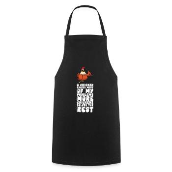 Un poulet résout la plupart de mes problèmes Plus de poulets - Tablier de cuisine - noir - Devant - AI Model Male 185 dark (185cm)
