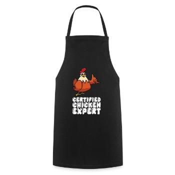 Expert certifié en poulet - Tablier de cuisine - noir - Devant - AI Model Male 185 dark (185cm)