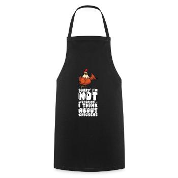 Je n’écoute pas, je pense que les poulets - Tablier de cuisine - noir - Devant - AI Model Male 185 dark (185cm)